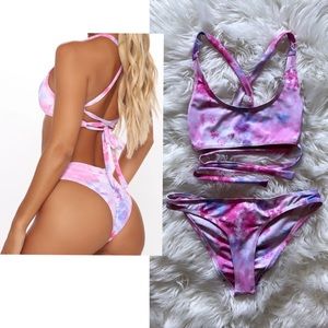 Fashion Nova pink tie-dye two piece bikini